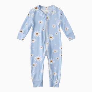 Owlivia Girl Bamboo Footless Pajama, Baby Romper - Daisy - 1 of 4
