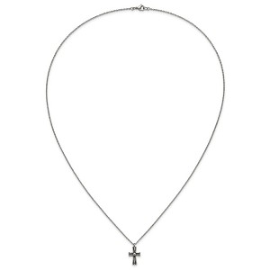 Chisel Stainless Steel Antiqued and Polished Cross Pendant on a 24.5" Cable Chain Necklace - 1 of 4