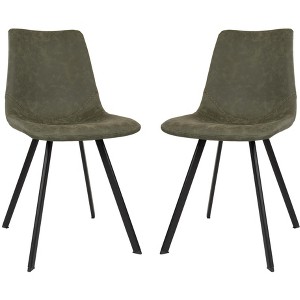 LeisureMod Markley Modern Leather Dining Chair Upholstered Seat Metal Legs Sleek Design for Kitchen, Dining Room, Office, Lounge, or Cafe- Set of 2 - 1 of 4