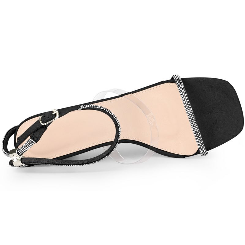 Allegra K Women's Square Toe Rhinestone Adjustable Ankle Strap Stiletto Heels Sandal, 4 of 7