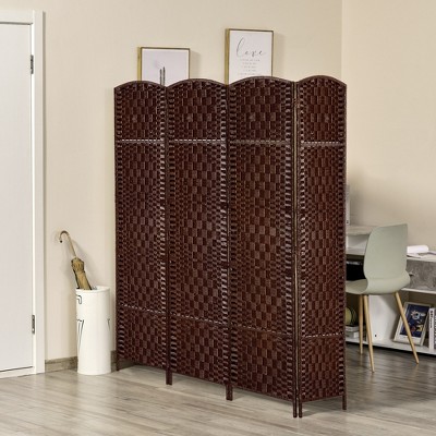 Room Divider Privacy Screen Folding Wall 6 Panel Woven Partition Shutter Brown for sale online 