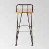 Denali 4pk Acacia Wood Industrial Barstools Teak - Christopher Knight Home: Weather-Resistant, Iron Frame, 30" Height - 3 of 4