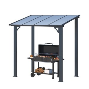 CLIHOME 8 ft. x 5 ft. Gazebo Outdoor Pergola for Patio, Lean to Hard Top Grill Gazebo Shelter with Roof, Small Wall-Mounted Heavy Duty Awnings - 1 of 4