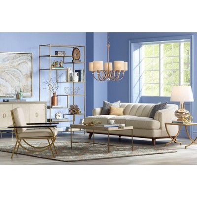 Elysian 20" Gold Mirrored Round Accent Table with Cross Bar Base