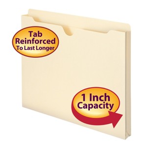 Smead File Jacket, Reinforced Straight-Cut Tab, 1" Expansion, Letter Size, Manila, 50 per Box (75520) - 1 of 4