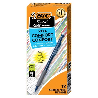 BIC Xtra Comfort Mechanical Pencils, 0.7 mm, No 2 HB, Assorted Colors, Pack of 12
