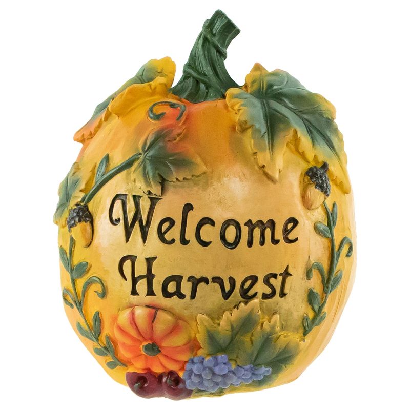 Northlight 7" Orange "Welcome Harvest" Pumpkin Fall Tabletop Decoration, 1 of 7
