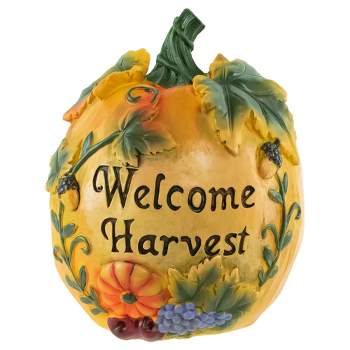 Northlight 7" Orange "Welcome Harvest" Pumpkin Fall Tabletop Decoration