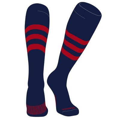 PEAR SOX Striped OTC Baseball, Softball, Football Socks (A) Navy, Red