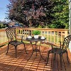 Cast Aluminum Patio Bistro Set with Umbrella Hole, 3 Pcs Outdoor Bistro Set Rust-Resistant, Patio Table and Chairs for Garden, Patio Balcony - 2 of 4