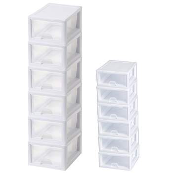 Organizer, plastic, white and clear, 4-3/4 x 4-5/8 x 3-13/16 inches with  (6) removable drawers. Sold individually. - Fire Mountain Gems and Beads