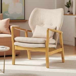 32.75" Fabric Mid-Century Modern Club Chair with Accent Pillow - 1 of 4