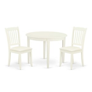 3Pc Dinette Set - Kitchen Table & 2 Dining Chairs - White Finish - Small Space Friendly - 1 of 4