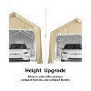 10'x20' windproof carport with reinforced frames and 180g PE canopy; includes front and rear doors, perfect for pickups, boats, and equipment. - 3 of 4