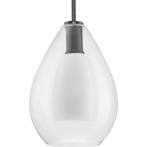Progress Lighting Carillon 1-Light Pendant, Matte Black, Clear and Opal Glass Shade - 1 of 3
