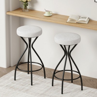 Set of 2 Modern Backless Velvet Bar Stools,Counter Height Stool,Round Upholstered Counter Chairs for Kitchen Island or Dining Room-Maison Boucle