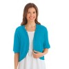 Collections Etc Open-Front Stitched Short Sleeve Shrug, Lightweight Layer Piece with Scalloped Trim - 2 of 3