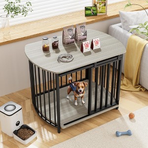 YOOCOZZ 31.5" Modern Dog Crate End Table with Double Doors - Gray - 1 of 4