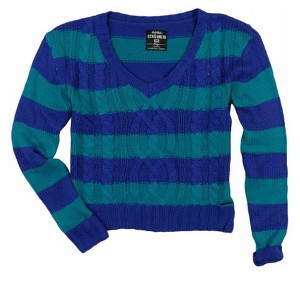 Ecko Unltd. Womens Open Neck Stripe Metallic Cable Cardigan Sweater - 1 of 1