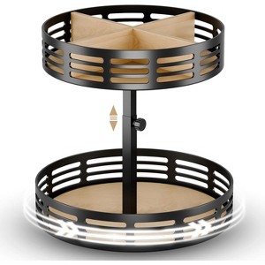 Attop Lazy Susan Organizer,2-Tier Snack Organizer for Pantry Shelf,Rotating Spice Rack,Wood Condiment Seasoning Organizer for Spices, Makeup,Snack - 1 of 4