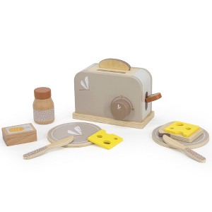 Label Label: Wooden Toaster Play Set - Tan, 10pc, Dragonfly Design, Ages 3+ - 1 of 4