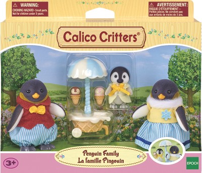 Multicolor Penguin Family Toy Set with Ice Cream Wagon