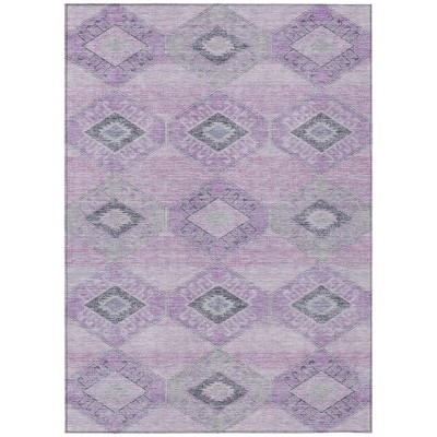 Lavender And Gray Aztec Washable Indoor Outdoor Area Rug
