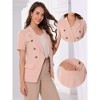 INSPIRE CHIC Women's Short Sleeve Double Breasted Work Office Blazer - 2 of 4