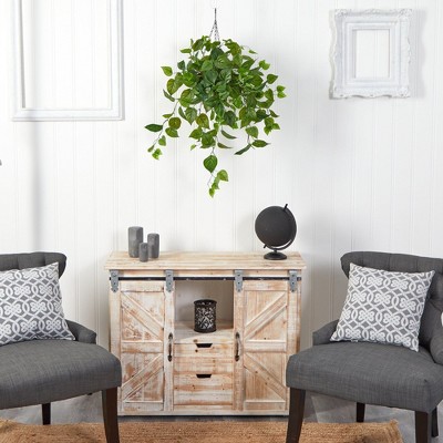 11.8" Green Plastic Philodendron Outdoor Potted Plant