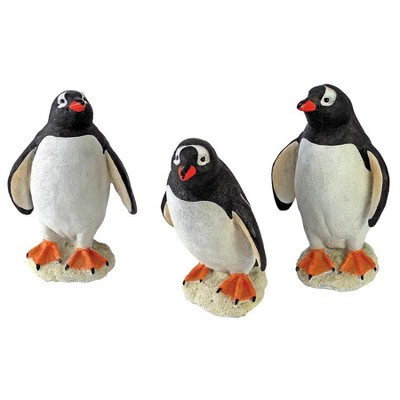 Design Toscano Baby Penguin Triplet Statues, multi-colored