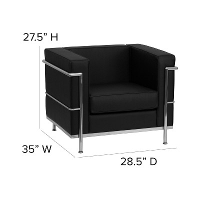 Contemporary Black Leather Chair with Stainless Steel Frame