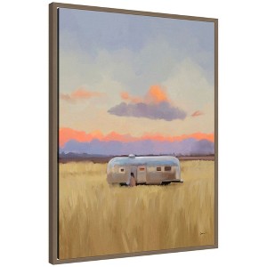 Kate and Laurel Framed Canvas Wall Art Print Solitude by Mary Sparrow, 23 x 30 Sylvie Dark Gold Frame, Vintage, Landscape Art for Wall Decor - 1 of 4