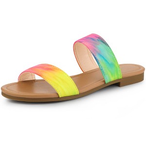 Allegra K Women's Tie Dye Dual Straps Slip-on Sandals - 1 of 4