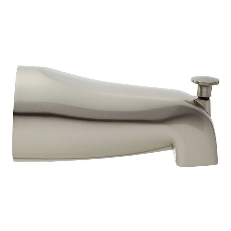 Built Industrial Brushed Nickel Bathtub Spout with Diverter, Tub Faucet with Slip-Fit Connection, 2.5 x 5 In, 5 of 6