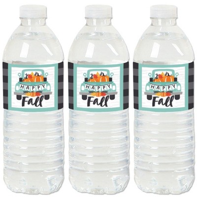 Big Dot of Happiness Happy Fall Truck - Harvest Pumpkin Party Water Bottle Sticker Labels - Set of 20