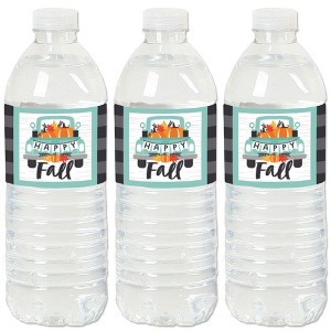 Big Dot of Happiness Happy Fall Truck - Harvest Pumpkin Party Water Bottle Sticker Labels - Set of 20 - 1 of 4