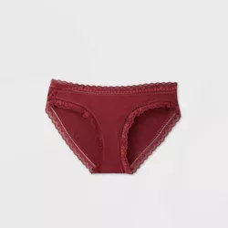 Women's Cotton Bikini Underwear with Lace - Auden™ Berry Red XL