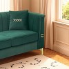 83.5" Velvet 3-Seater Chesterfield Sofa,Vertical Channel Tufted Couch with Gold Metal Legs & 2 Pillows for Living Room-Baofuwish - 3 of 4
