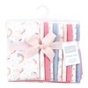 Hudson Baby Infant Girl Cotton Flannel Burp Cloths, Unicorns Rainbows 10 Pack, One Size - 2 of 4