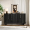 Wooden Sideboard Buffet Storage Cabinet with 4 Doors, MDF & Ash Veneer Accent Cabinet with Metal Handles - ModernLuxe - 2 of 4