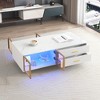 47.2" MDF Modern Rectangular Coffee Table with 2 Glass Door Storage, 4 Drawers, Gold Legs, and Multi-Color Lighting for Living Room - 4 of 4