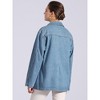Allegra K Women's Long Sleeve Notched Lapel Button Up Pockets Work Office Denim Jacket - 4 of 4
