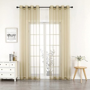 GoodGram Montauk Accents 2 Piece Grommet Top Summery Sheer Voile Window Curtain Panels For Extra Long & Taller Windows - 1 of 3