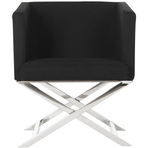 Celine Cross Leg Chair Black Fabric Chrome Safavieh