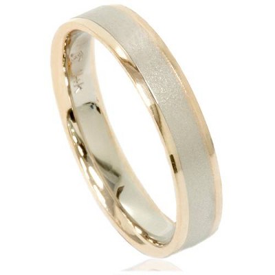 Pompeii3 4mm 14K Gold 2 Tone Comfort Fit Brushed Comfort Fit Wedding Band Ring Size 6 - Size 6