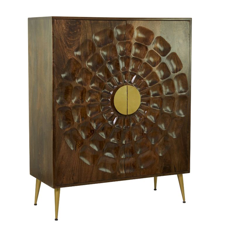 Contemporary Carved Mango Wood Cabinet Brown - Olivia &#38; May, 3 of 9