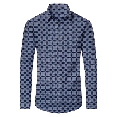 Galaxy By Harvic Men's Slim Fit  Long  Sleeve Stretch Printed Dress Shirts