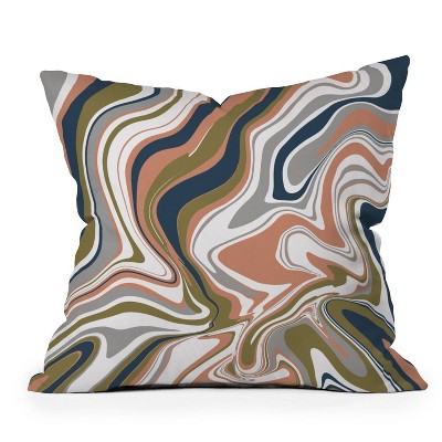 16"x16" Emanuela Carratoni Marbled Swirls Abstract Square Throw Pillow Green - Deny Designs