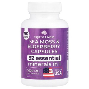 True Sea Moss Sea Moss & Elderberry, 1,600 mg, 90 Veggie Capsules (800 mg Per Capsule) - 1 of 2