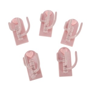 Unique Bargains Utility 3-Hook Adhesive Heart 3.15"x1.38" 5 Pcs - 1 of 4